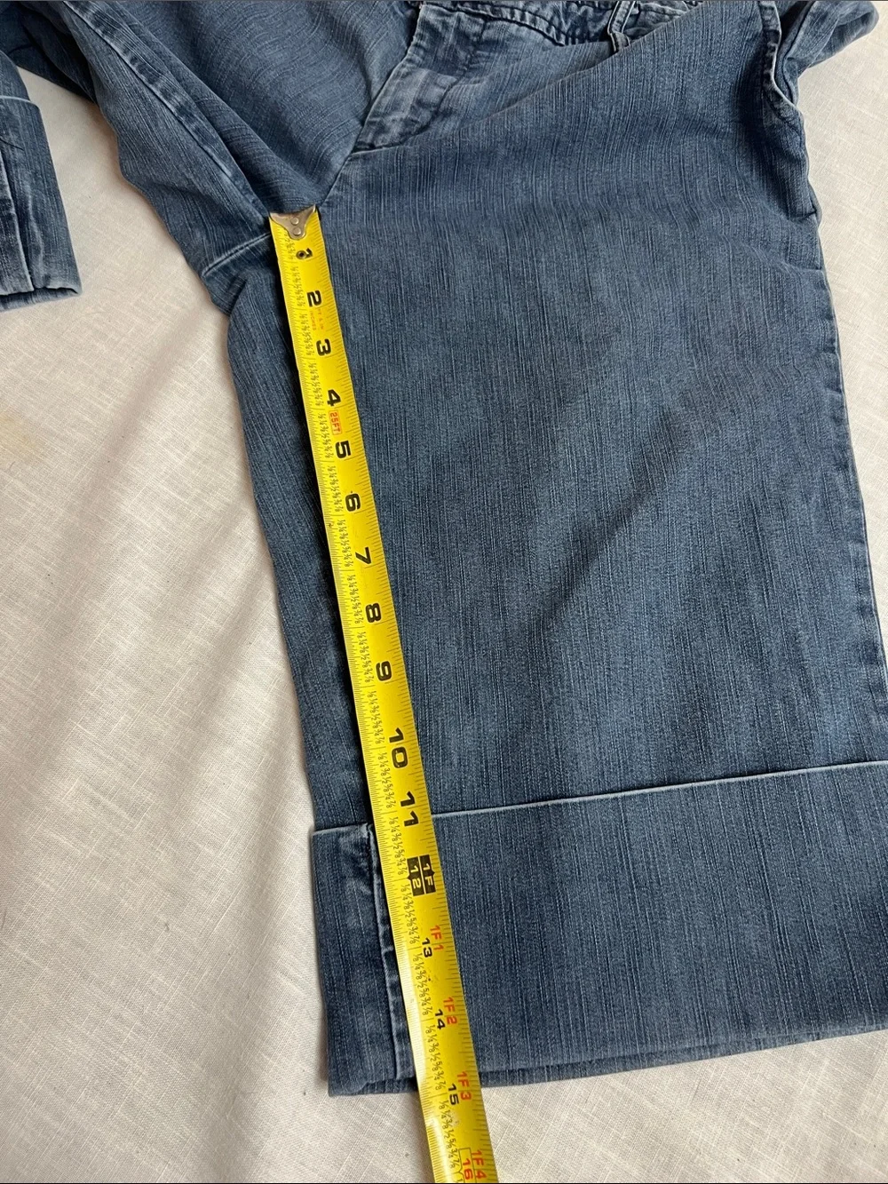 🌞 Gap Vintage 90s y2k Blue Denim Bermuda Shorts with a big cuff women size 12